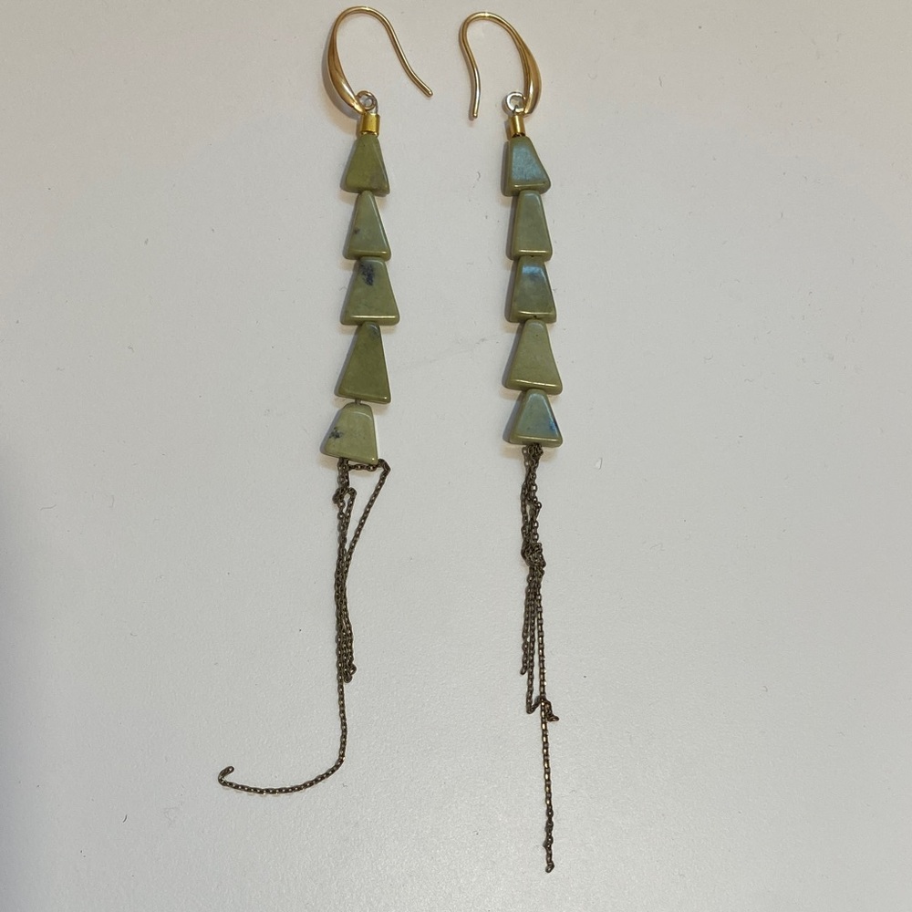 Yellow Turquoise Stone Triangle Drop Earrings by David Aubrey